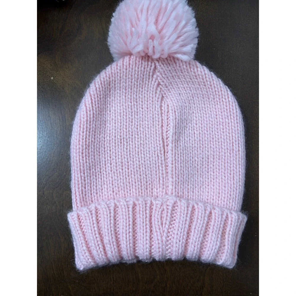 | Sequin Heart Pom Pom Beanie Hat | OS || Pink|